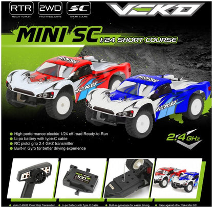 Available To Order – Veko Mini SC Red Short Course RTR w/Gyro 1:24 Kyosho Model (KYO VK0002R)