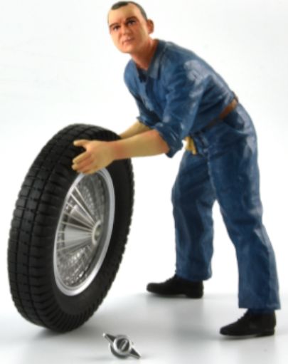 Georges Figure Porteur de Roue Team Bugatti T59 Blue Overall 1:18 – diecast model (view 2)