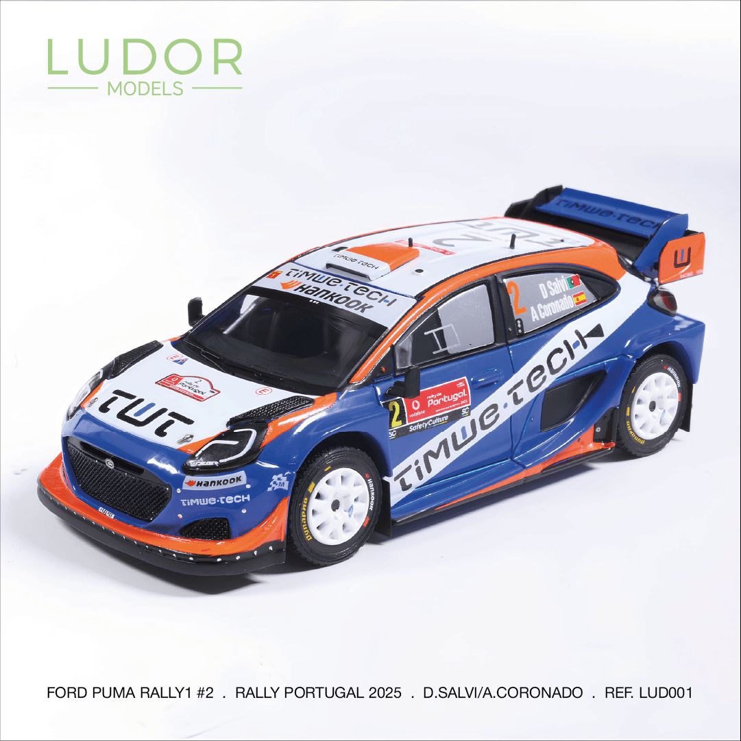 Available to Order – Ford Puma #2 Rally Portugal 2025 D.Salvi/A.Coronado 1:43 Ludor Models Model (LUD 001)