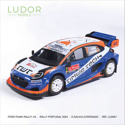 Available to Order – Ford Puma #2 Rally Portugal 2025 D.Salvi/A.Coronado 1:43 Ludor Models Model (LUD 001)