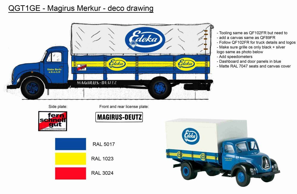 Margirus-Deutz - Edeka Berlin Covered pickup 1:43 – diecast model (view 2)