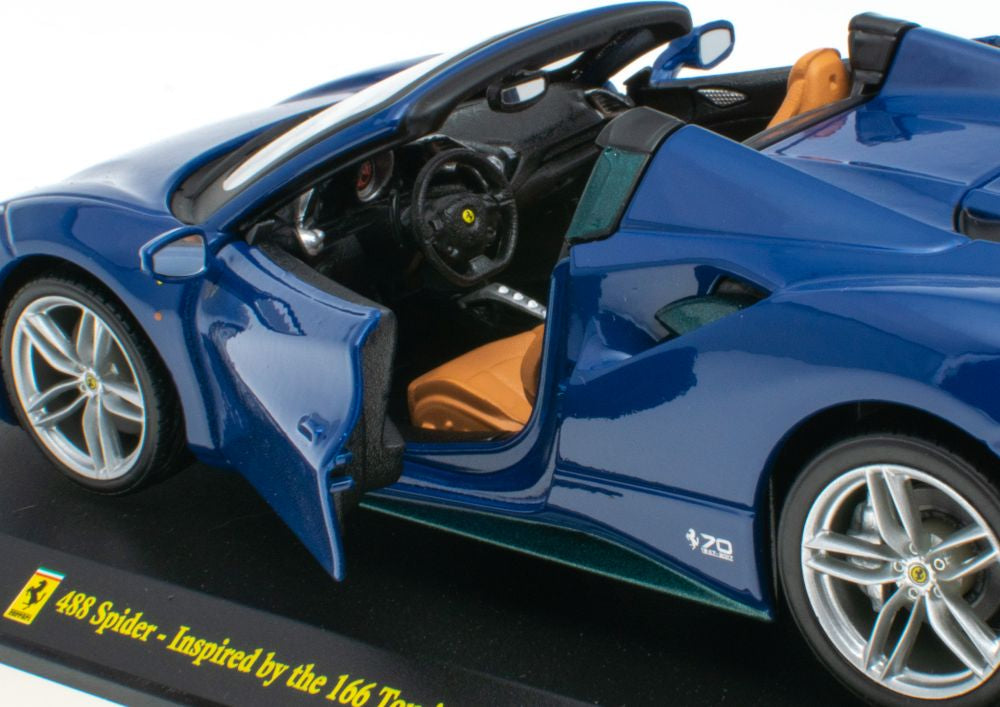 Ferrari 488 Spider Blue - Inspired by 1950 166 Touring- Supercar Collection Gift 1:24 1:24 – diecast model (view 5)