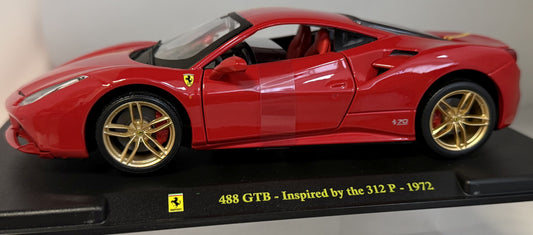Ferrari 488 GTB Red - Inspired by 1972 312P - Supercar Collection Gift 1:24 Cased 1:24 – diecast model (view 2)