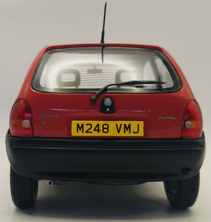 Available to Order – Vauxhall Corsa Merit Red RHD UK Exclusive 1:18 (MCG 18845)