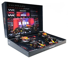 Available To Order – 2-Car-Set - Red Bull Rb19 2023, M. Verstappen, Qatar WC 1:18 Minichamps Model (MIN 112 231801)