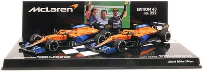 2-Car Set - Mclaren Mcl35M 2021, Ricciardo/Norris, Italian Gp 1:43 Minichamps Model (view 2)