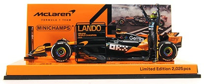 McLaren F1 Team MCL39 L. Norris Champion Abu Dhabi GP 2025 w/Figure/Pitboard 1:43 Minichamps Model (view 2)
