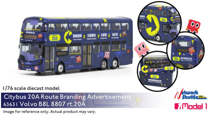Citybus Volvo B8L 12m (20A Route Branding) 8807 rt. 20A Tsim Sha Tsui 1:76 – diecast model (view 2)