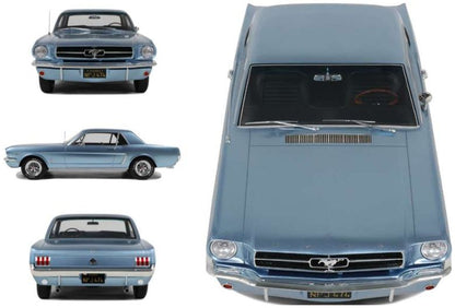 Available To Order – Ford Mustang V8 Hard Top Silver Blue Pony 1965 1:12 Otto Mobile Club Model (OTT G089)