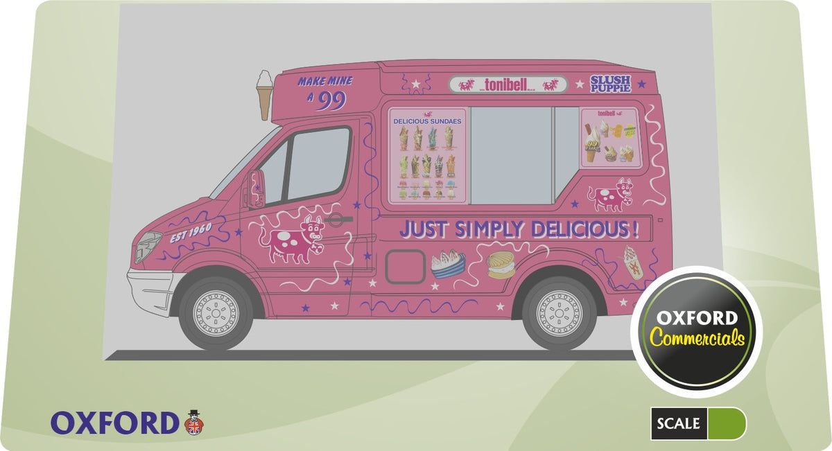 Mercedes Whitby Mondial Ice Cream Van Tonibell 1:43 Oxford Diecast Model (view 2)