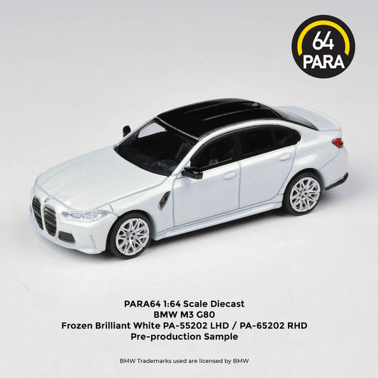 BMW M3 (G80) Frozen White (RHD) 1:64 PARA64 Model Car (PAR65202)