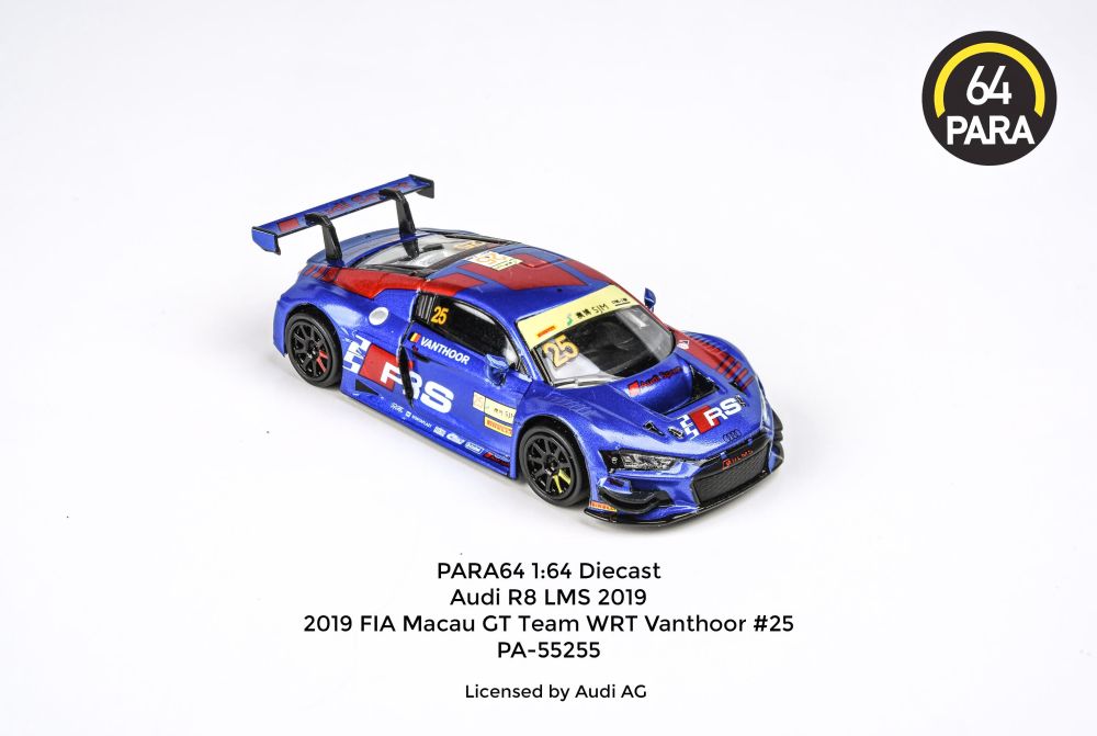 Available To Order – Audi R8LMS 2019 2019 FIA Macau GT Team WRT Vanthoor #25 (LHD) 1:64 (PAR 55255)