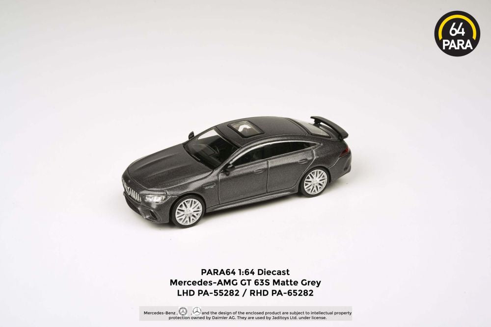 Available to Order – Mercedes AMG GT 63 S Matte Grey (RHD) 1:64 (PAR 65282)