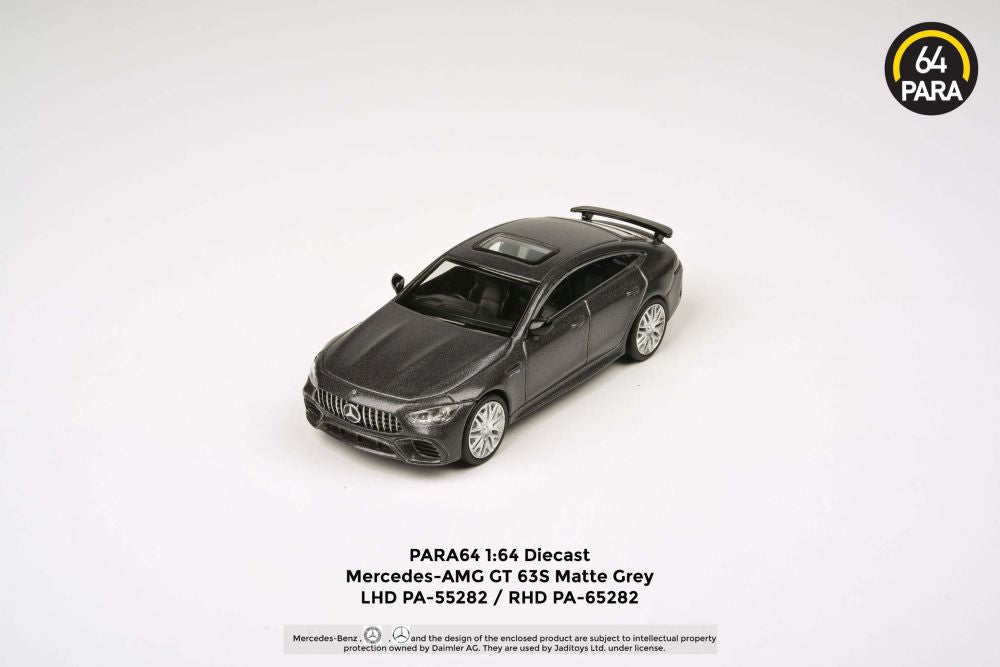 Available to Order – Mercedes AMG GT 63 S Matte Grey (RHD) 1:64 (PAR 65282)