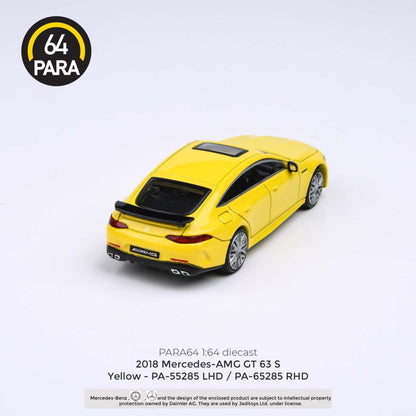 Available to Order – Mercedes AMG GT 63 S Yellow 2018 (RHD) 1:64 (PAR 65285)