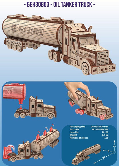 Available to Order – Oil Tanker Truck - 106Pcs Assembled - 270x50x70mm (PWD 10108)