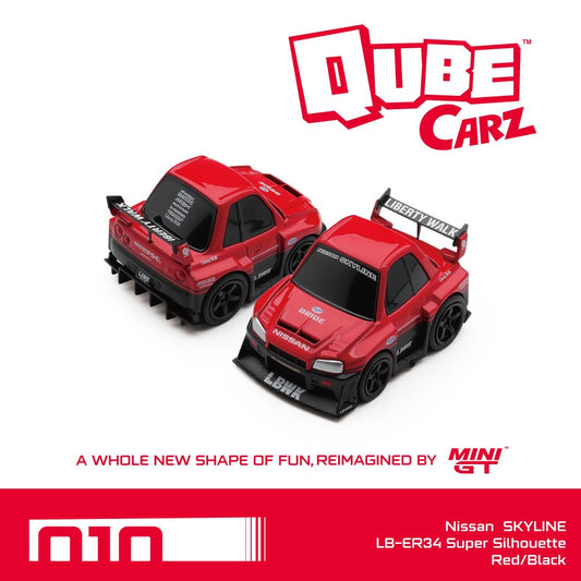 Pre-Order – Qubecarz Nissan LB-ER34 Super Silhouette Skyline Red/Black Blister Packaging QZ00610-BL Stocks Due Nov / Dec 2026 1:64 Mini GT Diecast Model Stocks Due Nov / Dec 2026