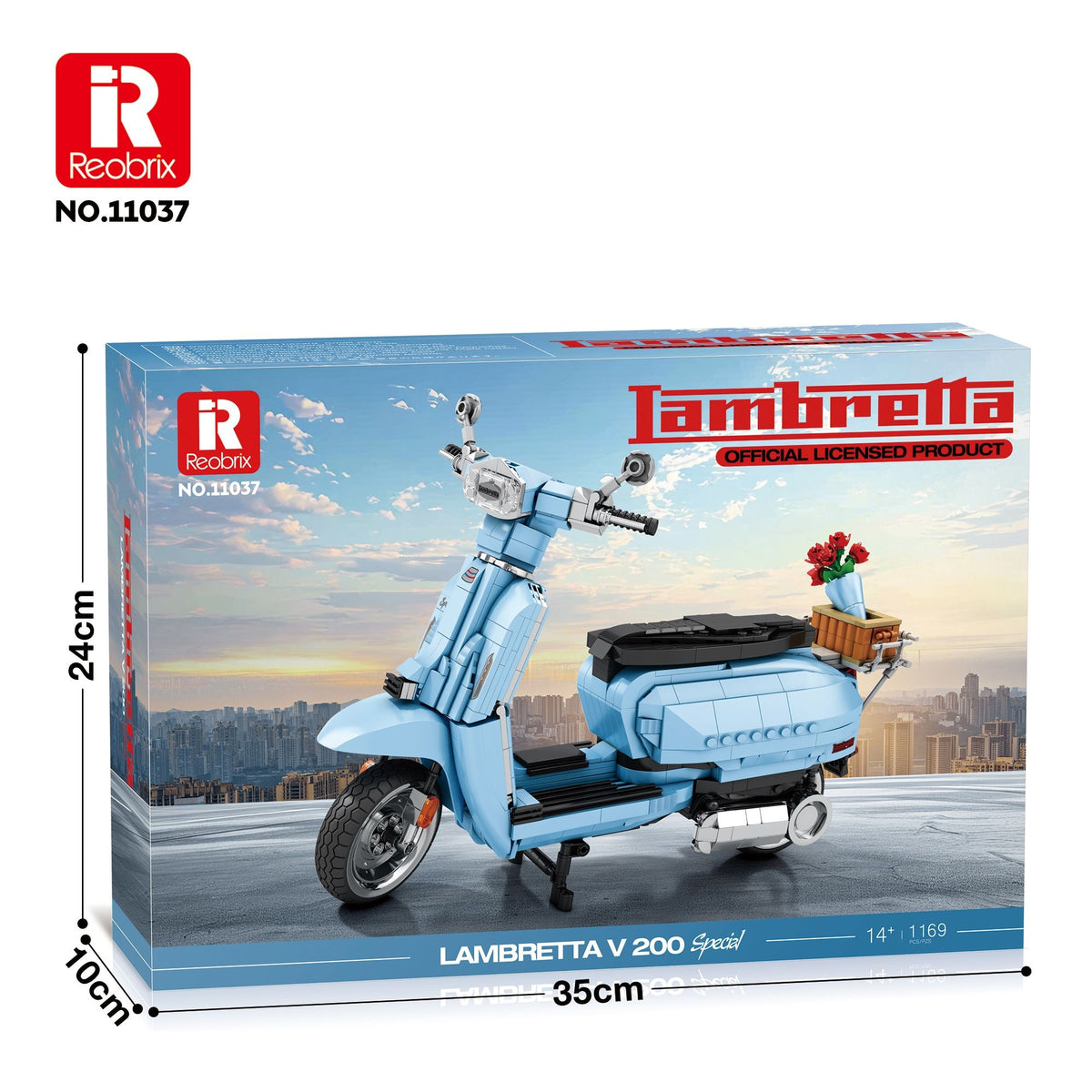 Available To Order – Lambretta V200 Scooter Blue (1169pcs) 32.7 CM Reobrix Model (REO 11037)