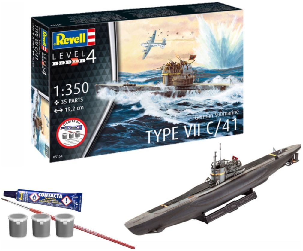 German Submarine Type VII C/41 Starter Kit 1:350 Revell Model (view 2)