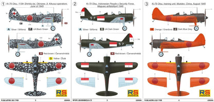 Available To Order – Manshu Ki-79 B Trainer 3 Decal v. for Japan Indonesia 1:48 RS Models (RSM 48006)