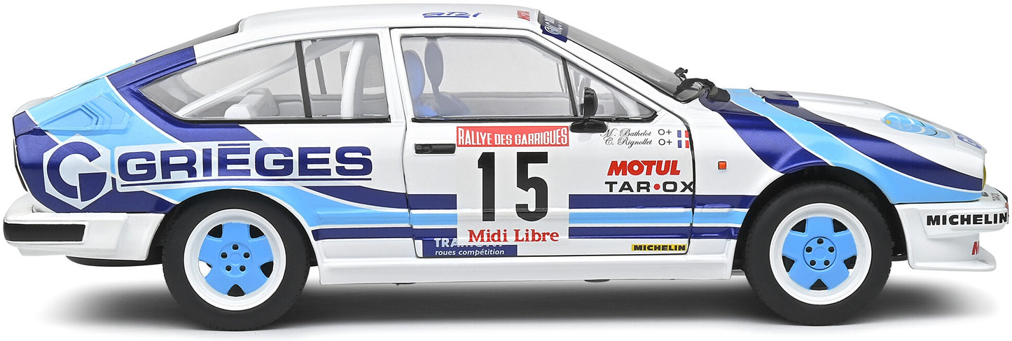 Available To Order – Alfa Romeo GTV6 Tour de Corse 1986 C.Rigollet/M.Bathelot 1:18 (SOL 1802305)