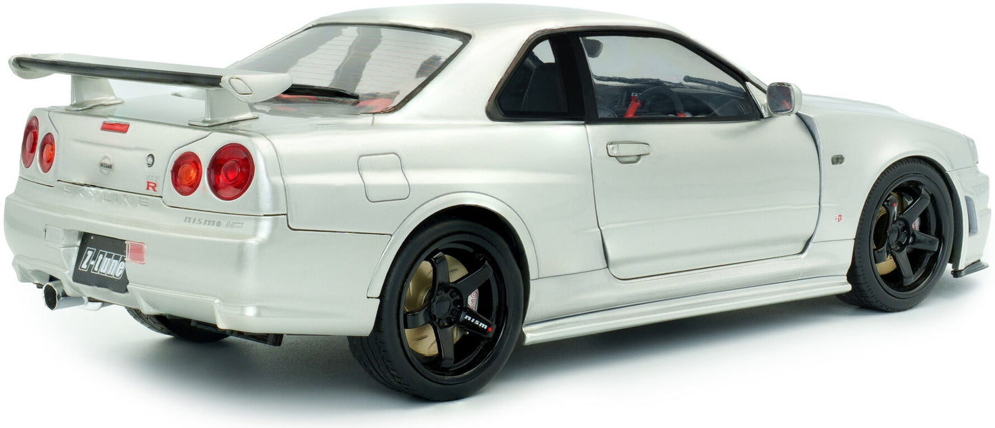 Available To Order – Nissan Skyline (R34) GT-R Z Tune Silver 1999 1:18 Solido Model (SOL 1804312)