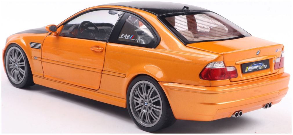 Available To Order – BMW E46 M3 Coupe Solido Works Orange 2000 1:18 (SOL 1806509)