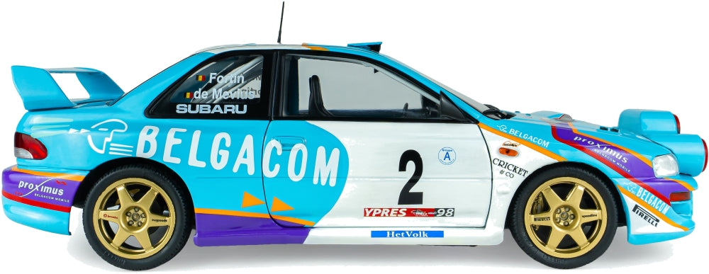Available To Order – Subaru Impreza S5 WRC99 Green #2 Mevius Fortin Belgium Ypres Westhoek Rally 1998 1:18 Solido Model (SOL 1807411)