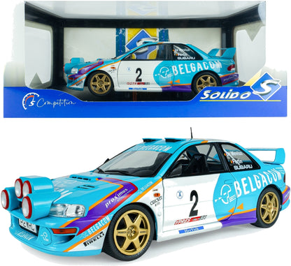 Available To Order – Subaru Impreza S5 WRC99 Green #2 Mevius Fortin Belgium Ypres Westhoek Rally 1998 1:18 Solido Model (SOL 1807411)