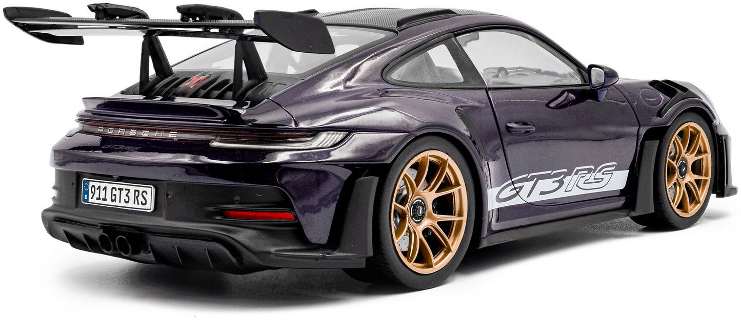 Available To Order – Porsche 911 GT3RS Weissach Package Viola Purple Metallic 2024 1:18 Solido Model (SOL 1812103)