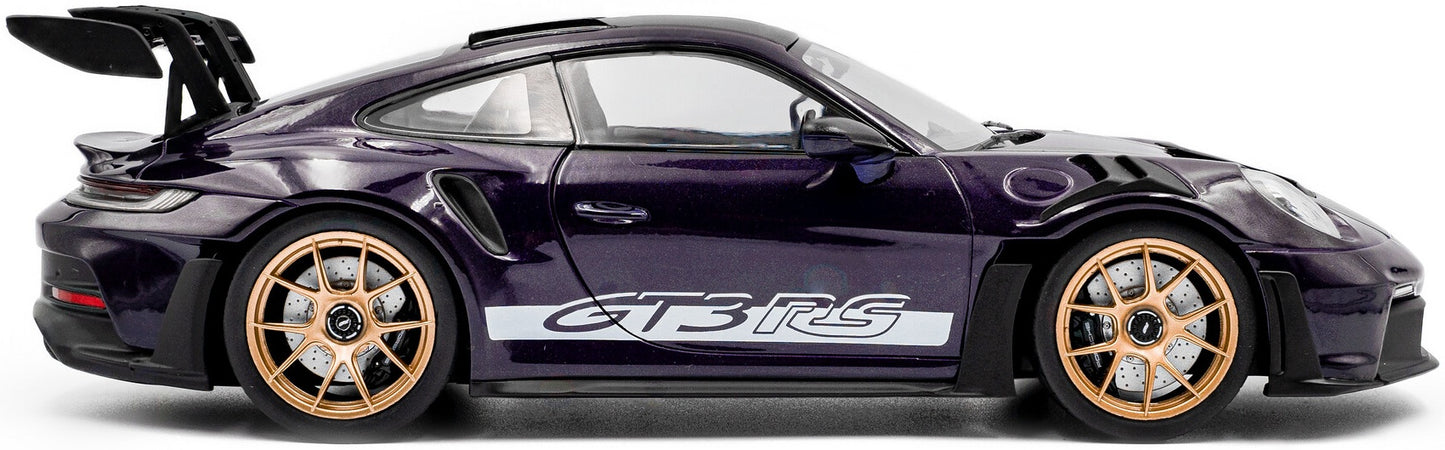 Available To Order – Porsche 911 GT3RS Weissach Package Viola Purple Metallic 2024 1:18 Solido Model (SOL 1812103)