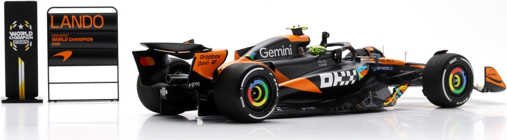 McLaren MCL39 #4 3rd Abu Dhabi GP 2025 L. Norris F1 Drivers Champion 2025 w/Board 1:18 Spark Model (view 2)