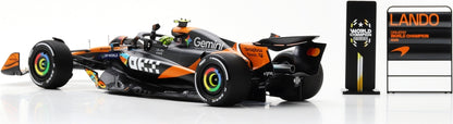 McLaren MCL39 #4 3rd Abu Dhabi GP 2025 L. Norris F1 Drivers Champion 2025 w/Board 1:18 Spark Model (view 3)
