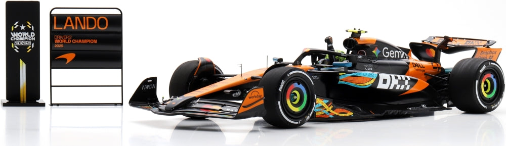 McLaren MCL39 #4 3rd Abu Dhabi GP 2025 L. Norris F1 Drivers Champion 2025 w/Board 1:18 Spark Model (view 5)