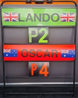 Available to Order – McLaren MCL60 #4 2nd British GP 2023 Lando Norris w/Pit Board 1:18 (SPA 18S903)