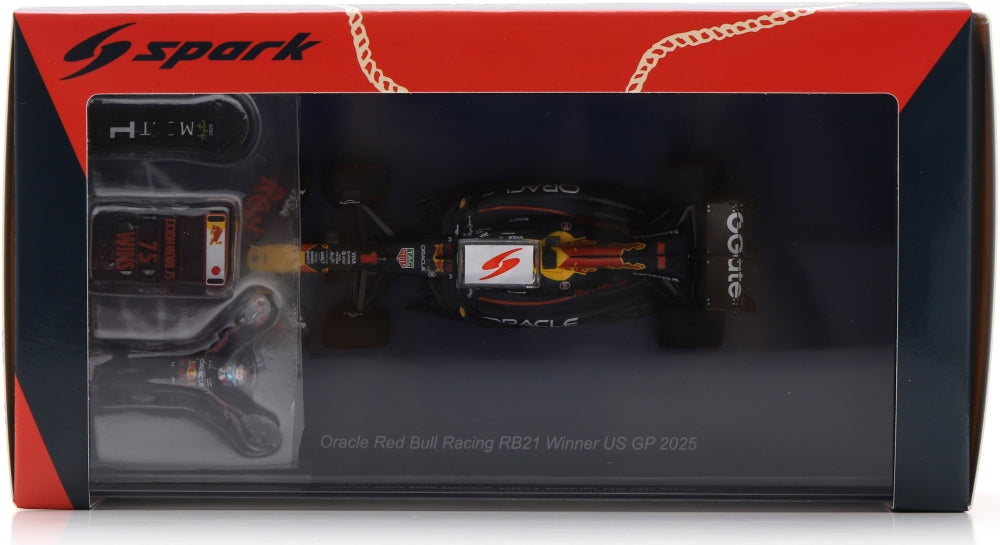 Red Bull Racing RB21 #1 Oracle Racing 1st US GP 2025 Verstappen w/Pit Boards 1:43 Spark Model (view 3)