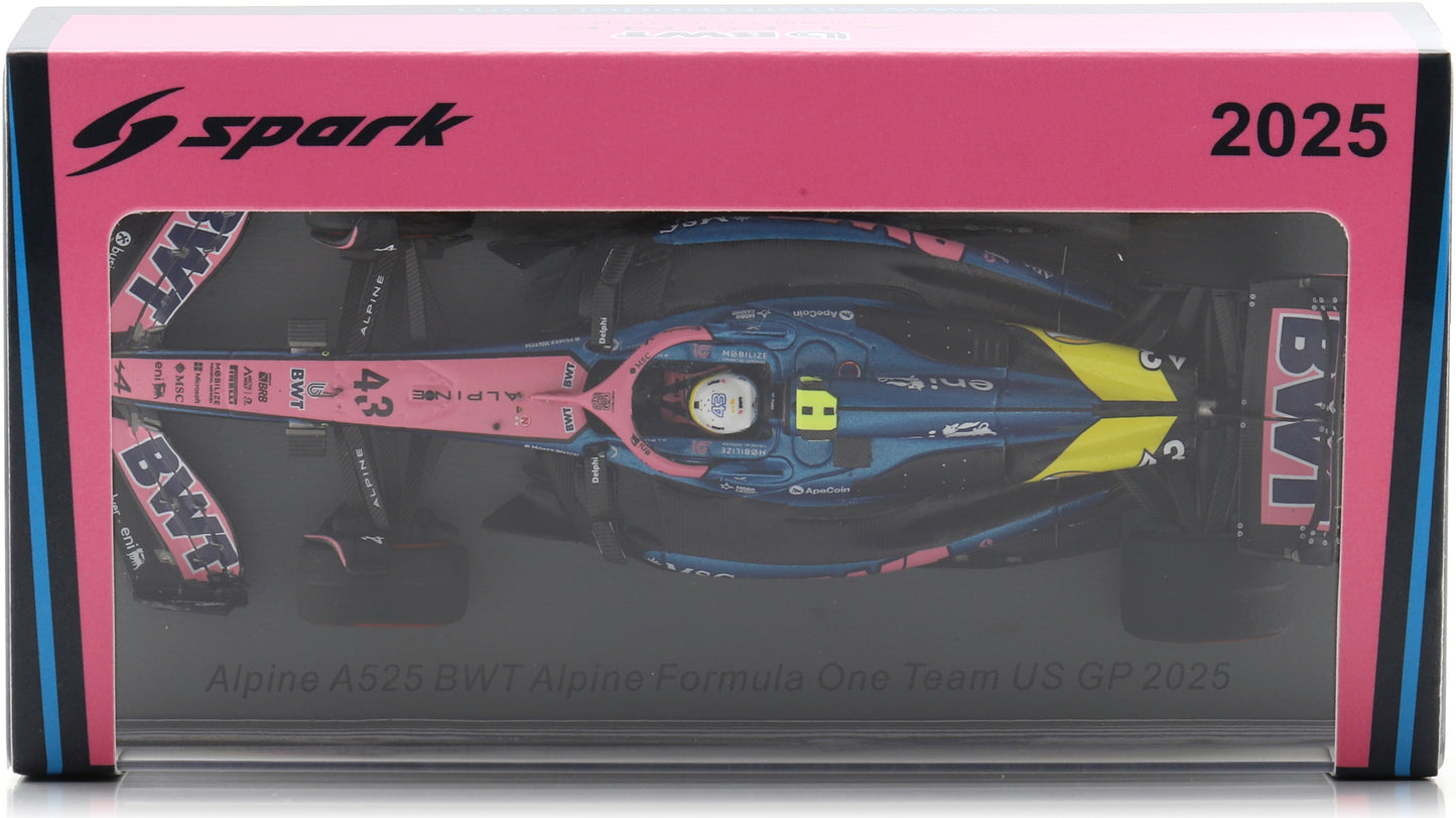 Available To Order – Alpine A525 #43 BWT Alpine F1 US GP 2025 Franco Colapinto 1:43 Spark Model (SPA S9667)