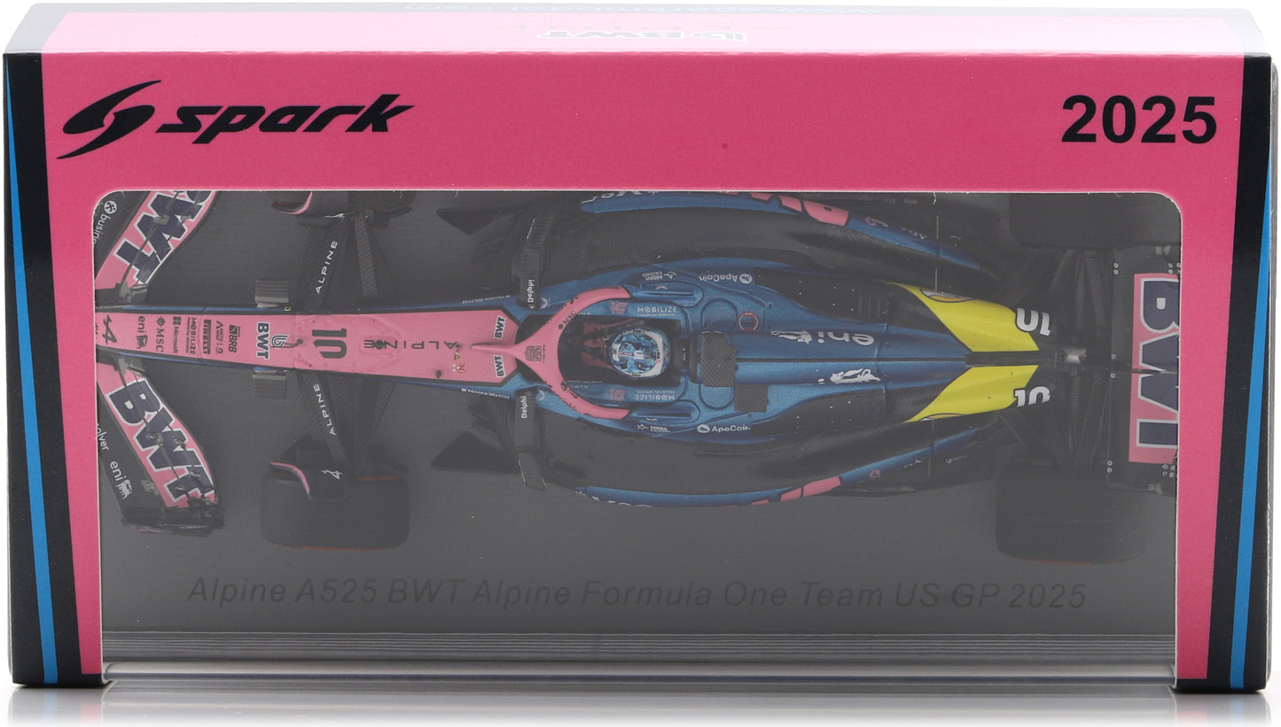 Available To Order – Alpine A525 #10 BWT Alpine F1 US GP 2025 Pierre Gasly 1:43 Spark Model (SPA S9668)
