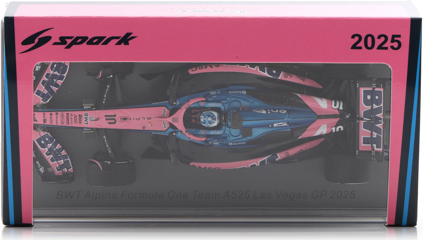 Available To Order – BWT Alpine F1 Team A525 #10 Las Vegas GP 2025 Pierre Gasly w/Pit Board 1:43 Spark Model (SPA S9673)