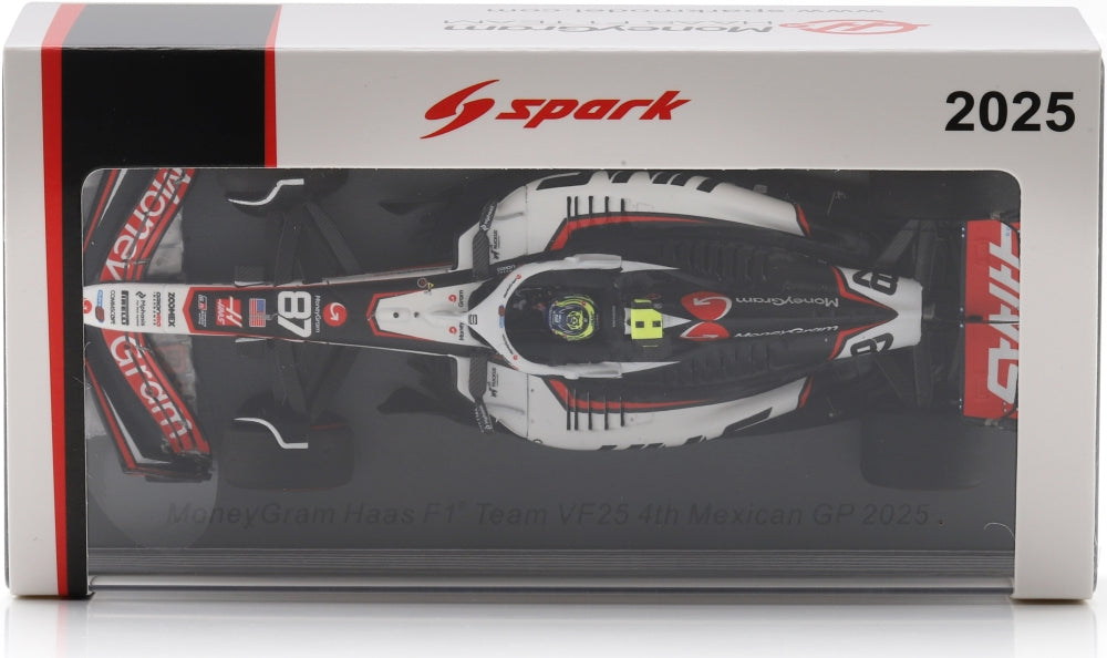 MoneyGram Haas F1 VF25 #87 4th Mexican GP 2025 Oliver Bearman w/Pit Board 1:43 Spark Model (view 2)