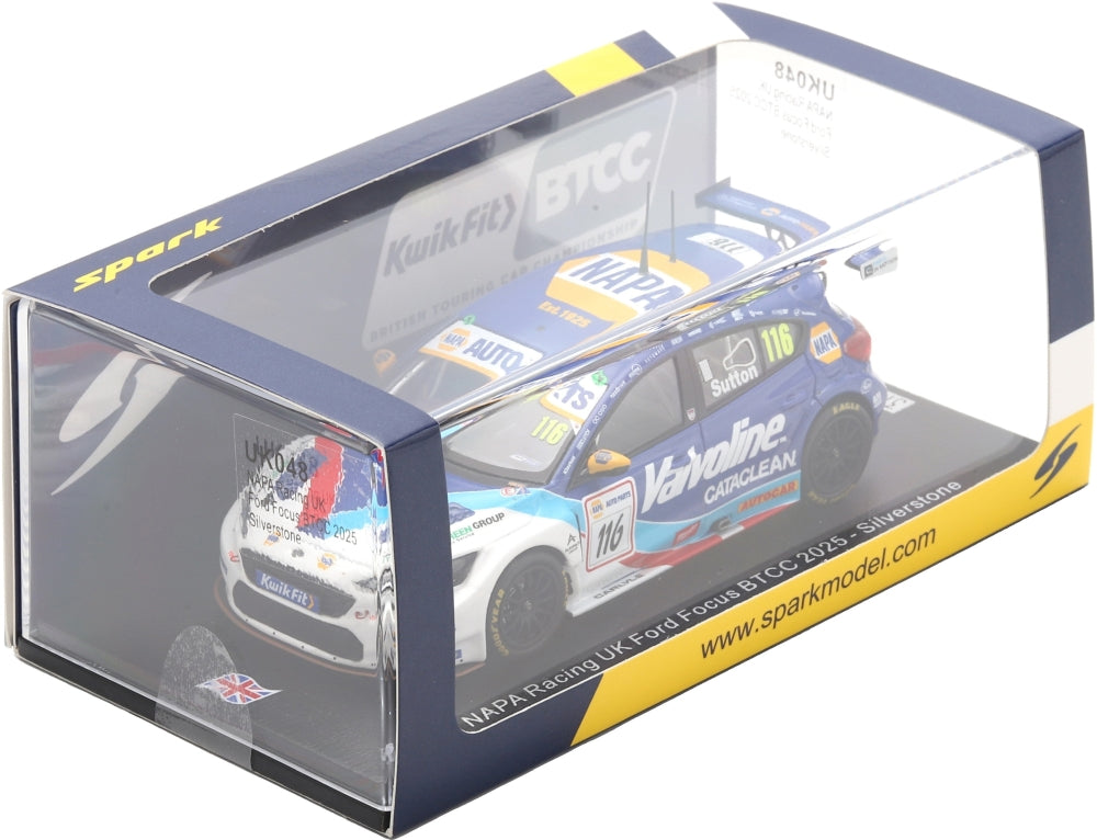 NAPA Racing UK #116 Ford Focus BTCC 2025 Silverstone Ashley Sutton Limited 500pcs 1:43 Spark Model (view 3)