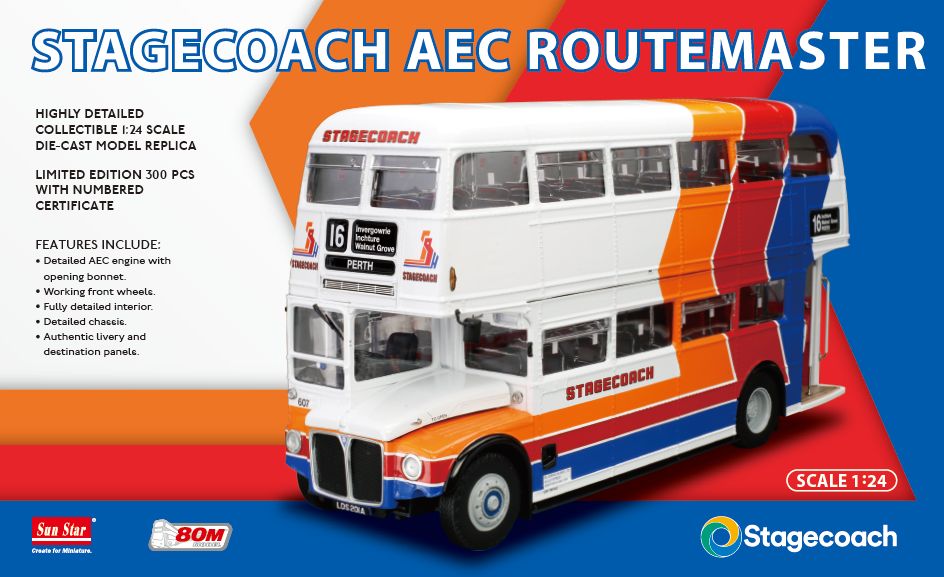 Available To Order – Routemaster Bus Stagecoach - Ft.607 Rt.16 Invergowrie (Limited Edition 300pcs) 1:24 SunStar Model (SUN H2946)