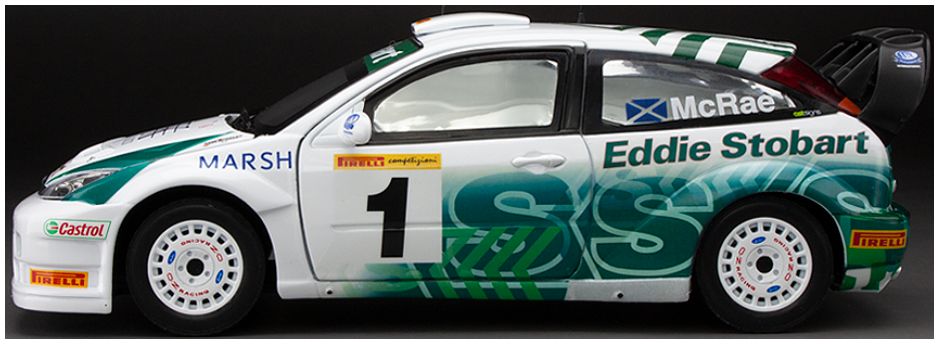Available To Order – Ford Focus RS WRC '03 #1 Colin McRae Pirelli Int Rally 2005 (Limited 1999pcs) 1:18 (SUN H3912)