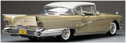Available To Order – Buick Limited Riviera Coupe Glacier White Gold Mist 1958 1:18 (SUN H4807)