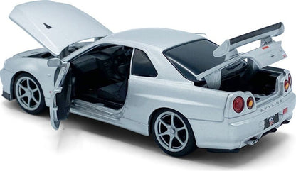 Nissan GT-R34 V-Spec II - Silver Lights and Sound & Pull Back 1:32 – diecast model (view 3)