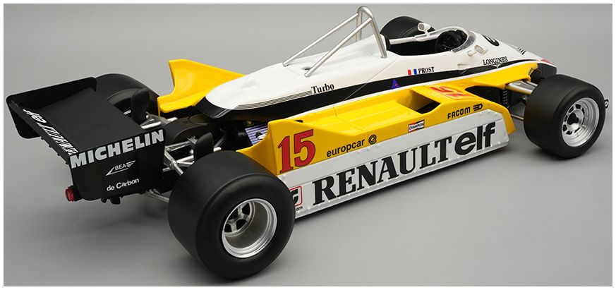 Available to Order – Renault RE30B 1982 Winner Brazil GP #15 Alain Prost w/Showcase 1:18 (TEC 18367C)