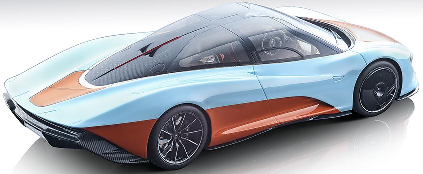 McLaren Speedtail Light Blue/Orange 2020 (Limited Edition 39 pcs) 1:43 Tecnomodels Mythos Model (view 2)