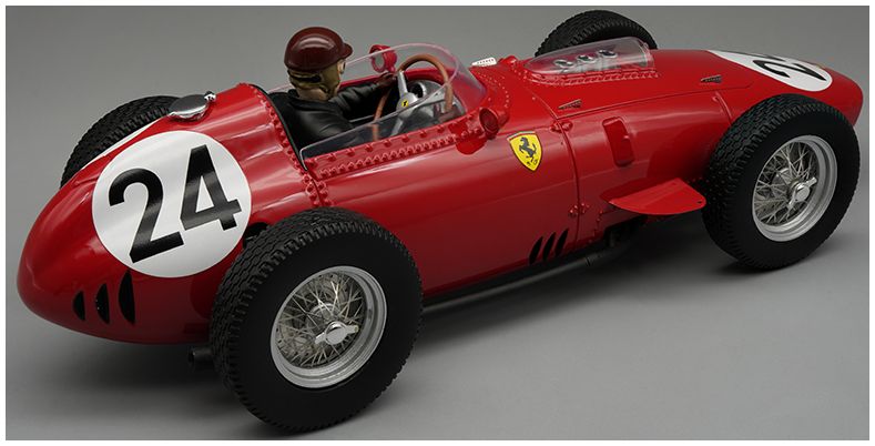 Available To Order – Ferrari 246/256 Dino Winner Reims GP 1959 #24 Tony Brooks w/Driver 1:18 Tecnomodels Mythos Model (TEC D18325B)