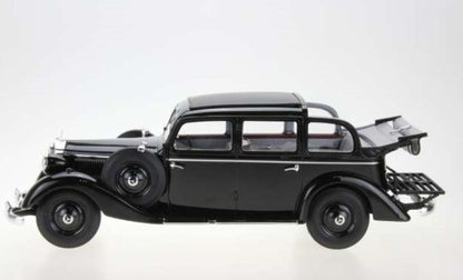 Available To Order – Mercedes 260D Pullman Landaulet 1936 Open Rear Roof Black + Brown Interior 1:18 Triple 9 Model (TRN R1800103)