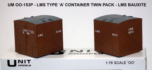 Type 'A' container - LMS Bauxite (2 pcs) Running Numbers A194 & A213 OO – diecast model (view 2)